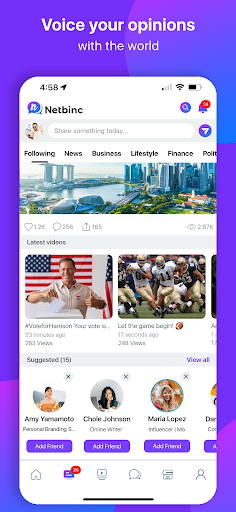 Netbinc: Social, Videos, Chat Screen 3