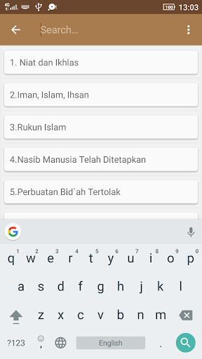 Android application Hadits Arbain Nawawi screenshort