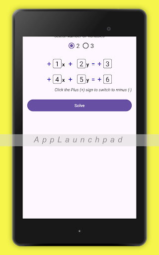 Android application Simultaneous Equation Solver screenshort