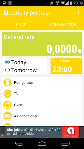 Electricity per hour Screen 2