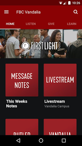 Android application First Light Church App screenshort