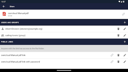 Screenshot of ownCloud