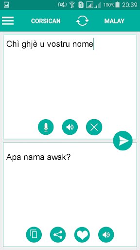 Corsican Malay Translator Screen 2