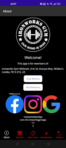 Android application IronworksGymApp screenshort