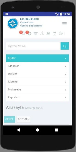 e-Kurankursu Öğrenci Bilgi Screen 3
