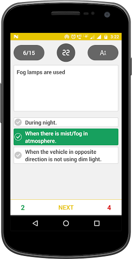 RTO Exam English - Driving Lic Screen 3