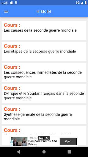 Android application Histoire : Cours screenshort