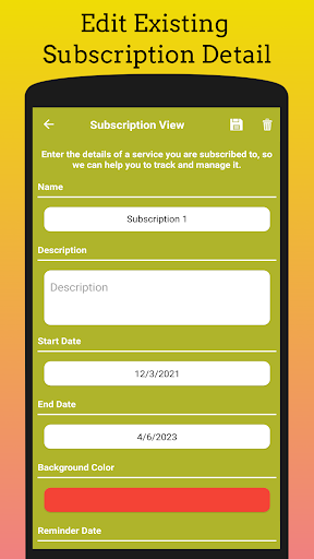 Subscription Manager Screen 3