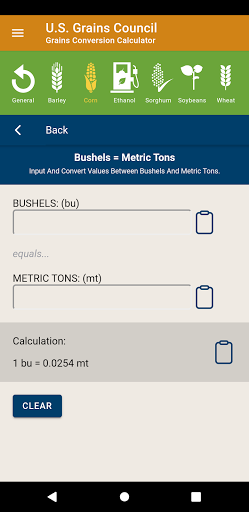 USGC Grains Calculator Screen 3