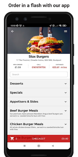 Android application Stax Burgers screenshort