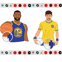 Пиксельные баскетболисты и эмблема