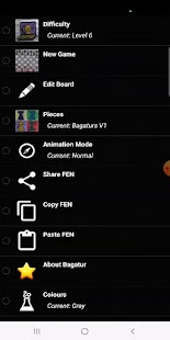 Schermata del motore di scacchi di Bagatur