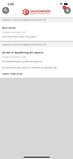 Android application Skandwood Bygg & Development screenshort