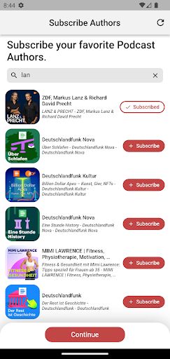 Android application PodNetzwerk screenshort