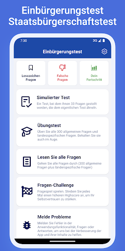 Android application Einbürgerungstest Trainer screenshort