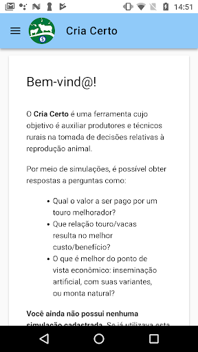 Android application Cria Certo screenshort