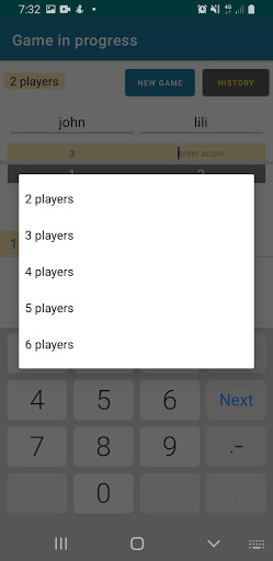 My Score simple points counter Screen 2