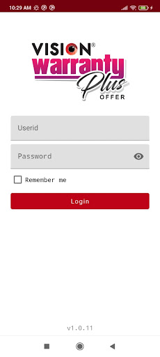 Android application Vision Warranty Plus screenshort