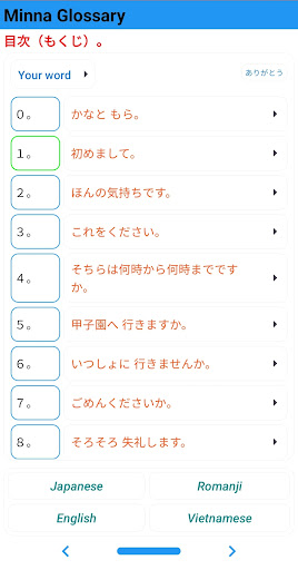 Android application Minna Glossary screenshort
