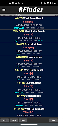 Android application RFinder WW Repeater Directory screenshort