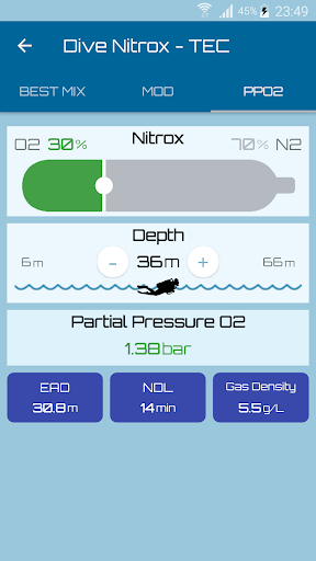 Android application DiveSafe screenshort