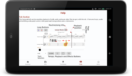 iGuitar - لقطة شاشة لأوضاع المقياس الرئيسي