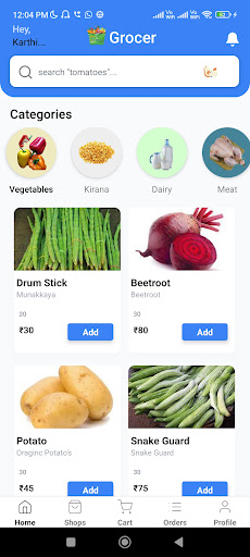 Android application Grocer screenshort