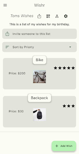 Android application Wishr - Shared Wishlist screenshort