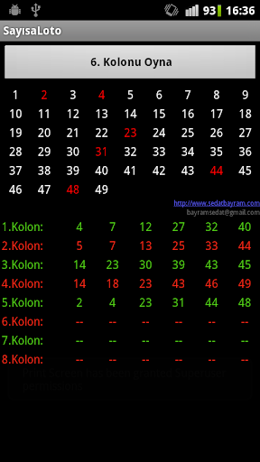 Android application Sayısal Loto screenshort