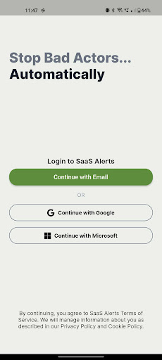 Android application SaaS Alerts screenshort