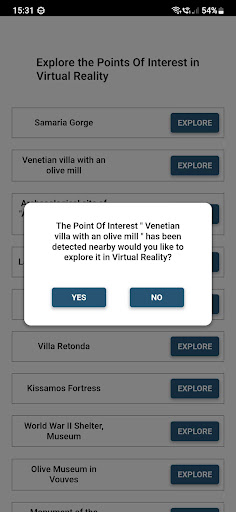 Android application Explore Chania AR screenshort