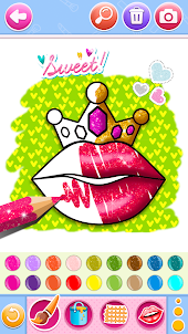 Glitter Lips with Makeup Brush Set coloring Game