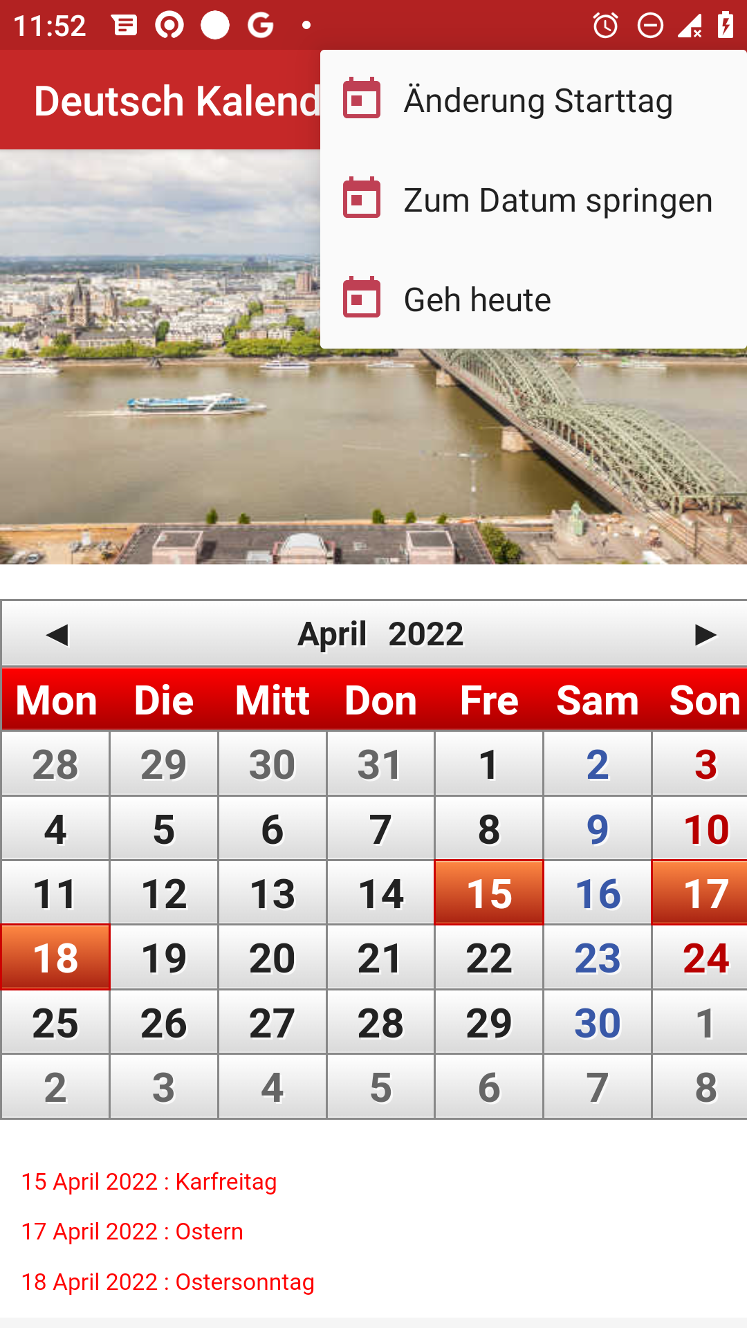 Android application Deutsch Kalender 2022 screenshort