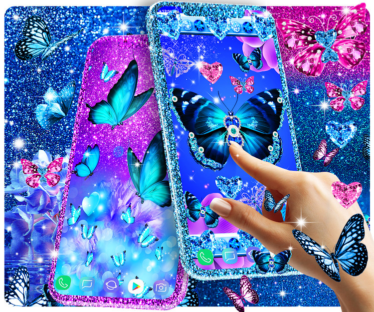 Blue glitz butterfly wallpaper - 25.8 - (Android)