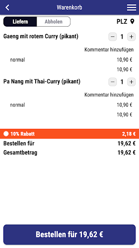 Thai Lieferung Screen 3