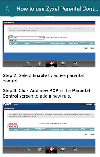 Zyxel Modem Guide Screen 2