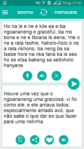 Sesotho Portuguese Translator Screen 2