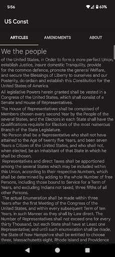 Android application US Constitution screenshort