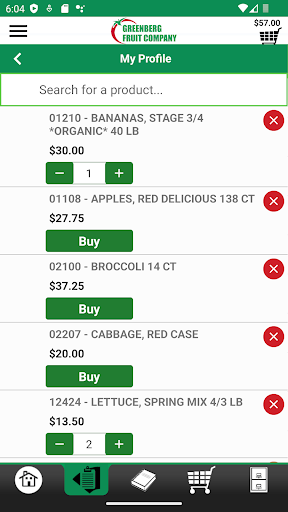 Greenberg Mobile Ordering Screen 2