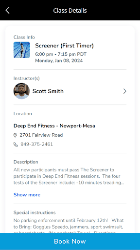 Deep End Fitness Screen 3