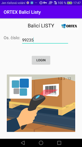 Android application ORTEX Balicí Listy screenshort