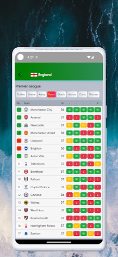 Football results Screen 3