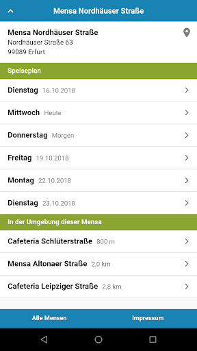 Android application Mensa Erfurt screenshort