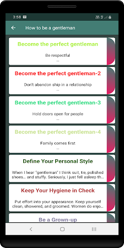 Android application How to be a gentleman screenshort