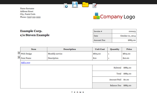 Editable Invoice Droid Screen 3
