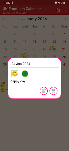 UK Emoticon Calendar Screen 2
