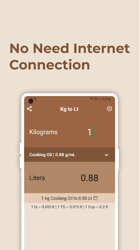 Kg to Liters Converter Screen 2