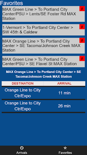 Portland TriMet Transit Tracke Screen 2