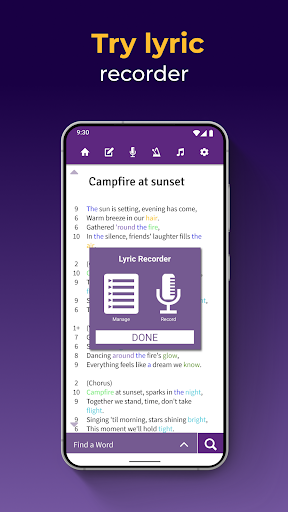 Screenshot of Lyrics Notepad - Song Writing