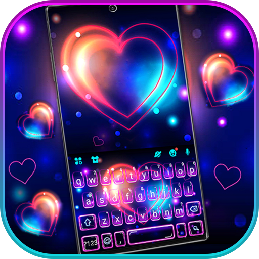 Bright Neon Heart Keyboard The